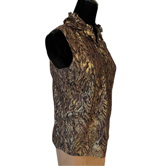 Elie Tahari Metallic Ruffle Top - Picture 13 of 15